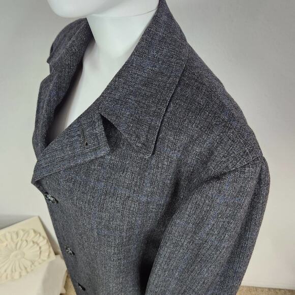 Vintage Custom Tailored Wool Monogramed Coat XLarge - Picture 5 of 16